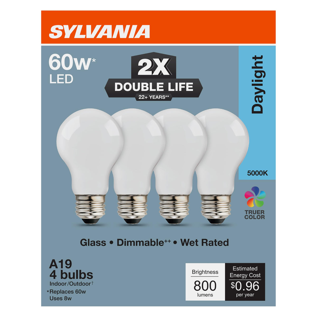 Sylvania Double Life LED Light Bulb (5000k (Daylight) / 4 Pack)