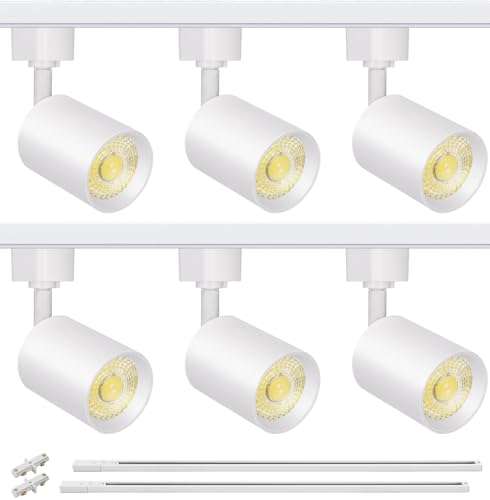 6 Light LED Track Lighting Kit with 6.6FT H Type Track Rails White (White / 6 Lights)