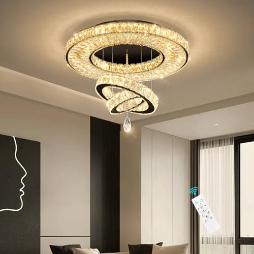 Modern Chandelier for Living Room Light Indoor LED Dimmable Lights Ceiling Chandeliers for Dining Room Bedroom Entryway Black 45W LEDs Fixtures 3600 Lumens (Black / W24")