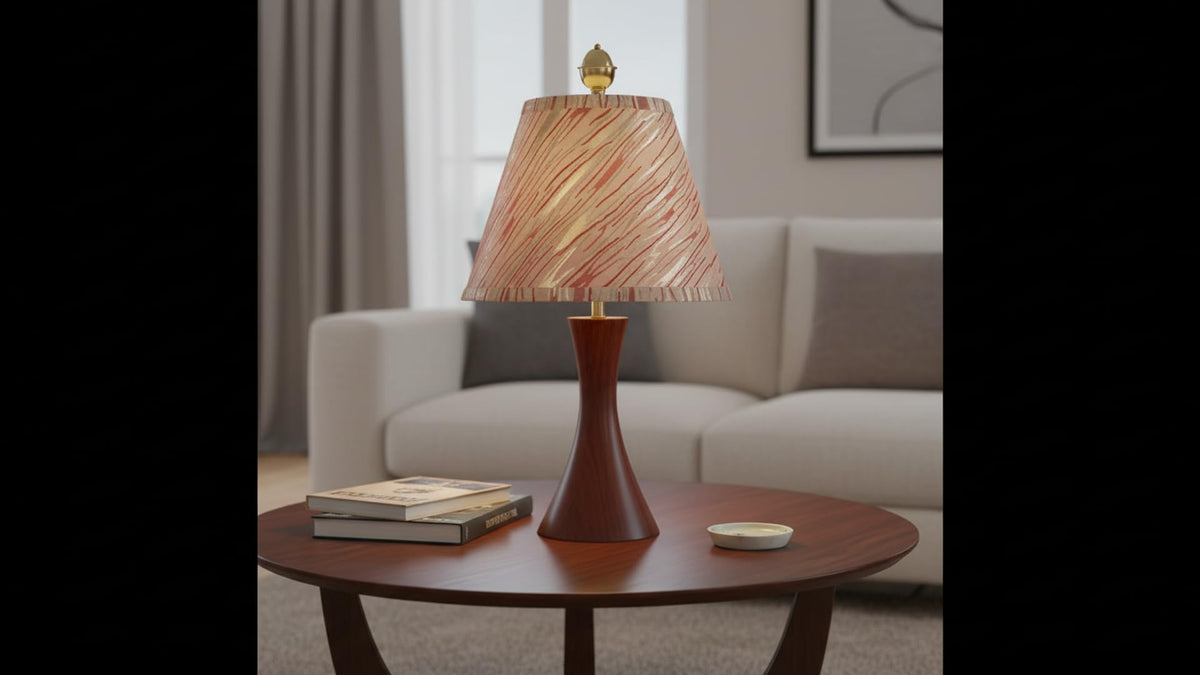 32176A Transitional Hardback Empire Shape Spider Construction Lamp Shade in Off (Off-White with Red Striping)