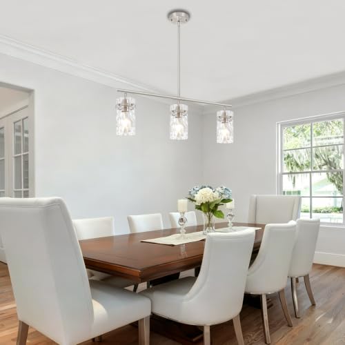 29.52" Brushed Nickel Linear Chandelier Kitchen Dining Room Island Lights (3-Light Brushed Nickel)