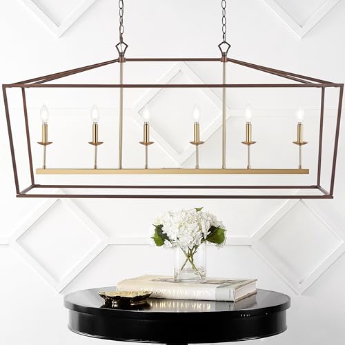 Pagoda 6 Light Pendant 49" Cage (Oil Rubbed Bronze/Brass Gold)