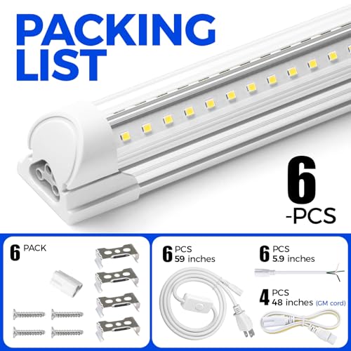 T8 LED Shop Lights 8FT (6500K / 8ft-6 Packs)