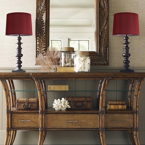 Burgundy Lamp Shade Medium Drum (11"×13"×10"-1 Pc / Burgundy Natural Faux Silk)