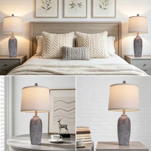 26 Inch Farmhouse Ceramic Jar Table Lamps Set of 2 (Earth Brown)