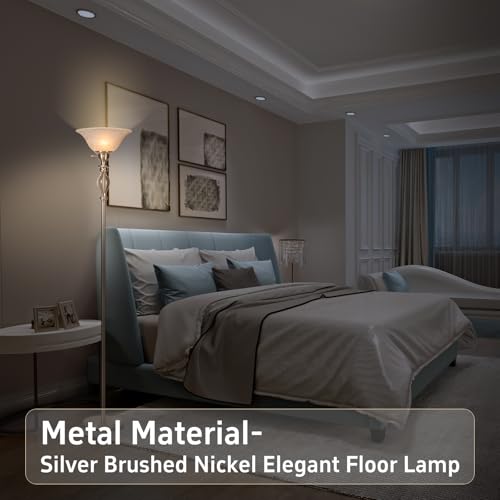 Torchiere Floor Lamps for Living Room (Scroll Lamp - Brushed Nickel)