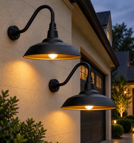18" Large Gooseneck Barn Lights Outdoor (18 Dome - 2 Pack)
