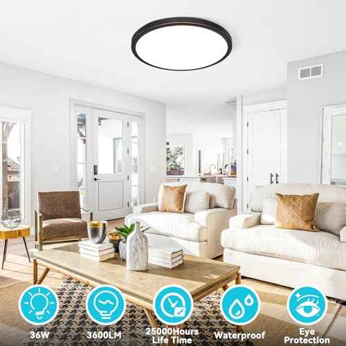 16Inch Flush Mount LED Ceiling Light Fixture (Oil-Rubbed Bronze / 16in-2Pack)