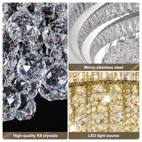 40“ Elegant LED Crystal Raindrop Ceiling Light (Silver / 40 inches)