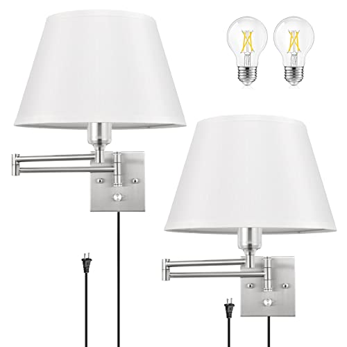 Dimmable Wall Sconce Plug in (White / Large)