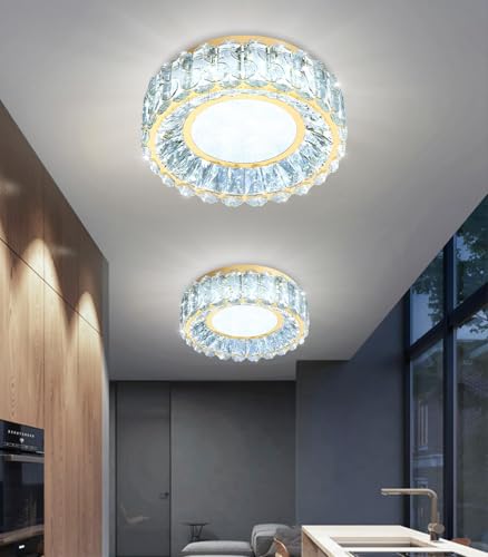 Modern Crystal Chandeliers for LED Dimmable Pendant Lighting Flush Mount Light Living Room