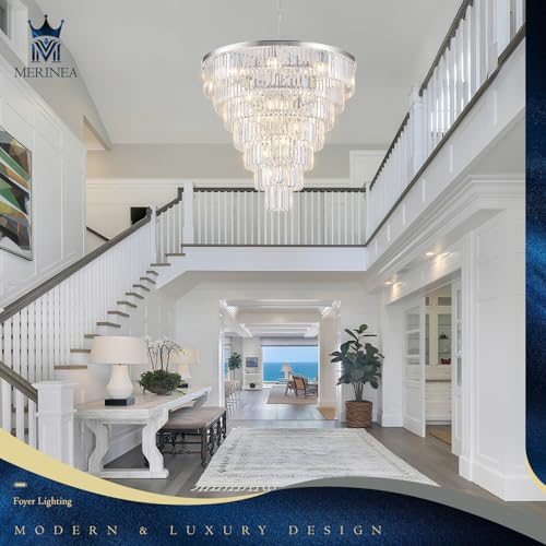 Chrome Crystal Chandeliers 22 Lights 36" Luxury Round Chandelier (Chrome / Large-35.4”)