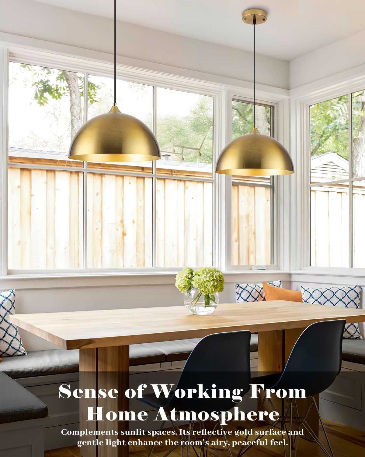 Gold Pendant Lights Kitchen Island 2 Pack (Gold+Gold / 14"x2)