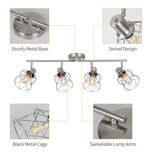 Ceiling Lighting Fixtures (Brushed Nickel / 4-Light-Cage)