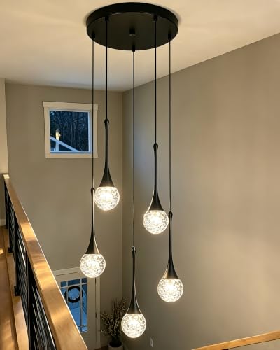Modern Black Crystal Chandelier (Black / Round Pendant 5-Light)