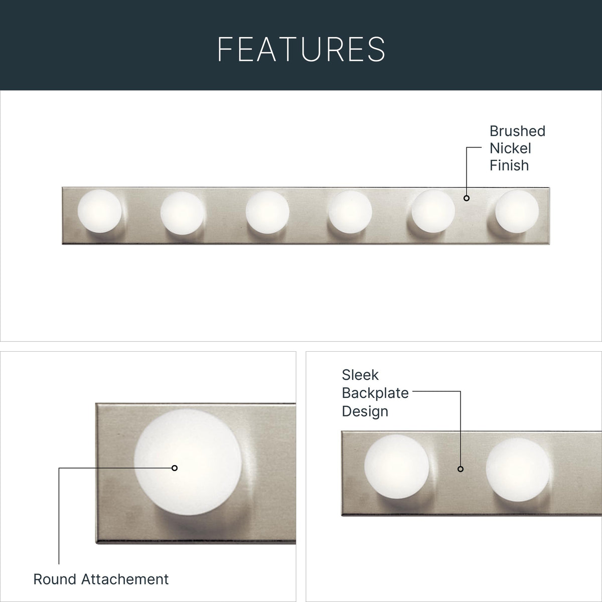 6 Light Bathroom Vanity Light (36 in / Brushed Nickel)
