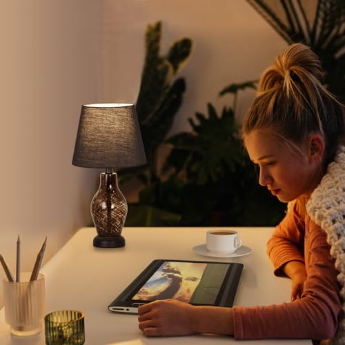 Small Bedside Table Lamp Set of 2 (Black)