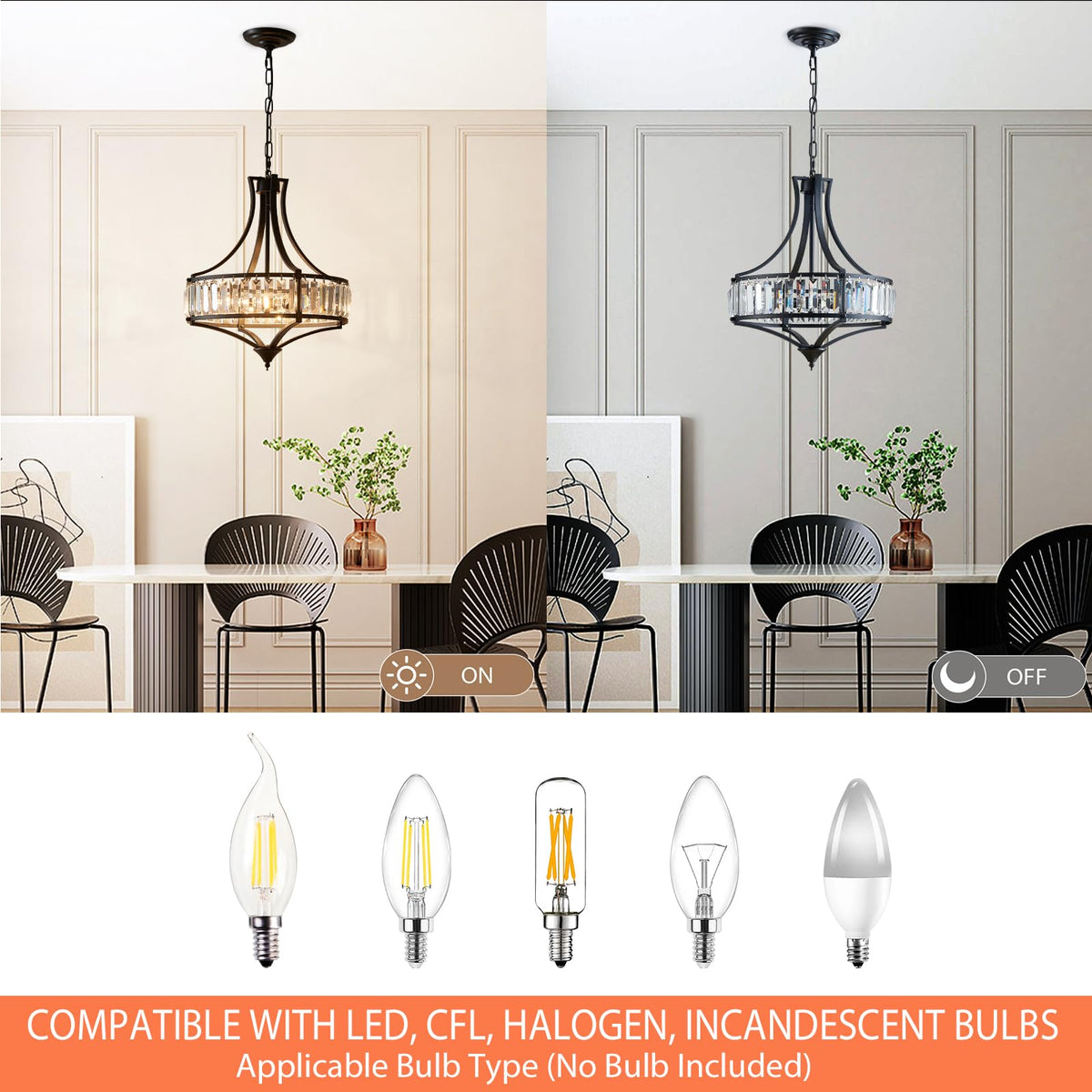 Crystal Chandeliers for Dining Room (Black)