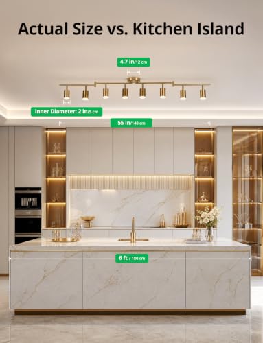 Gold 8 Light Kitchen Track Lighting Fixtures Ceiling LED Spotlight (Gold / 8 Light (Ceiling Mount))