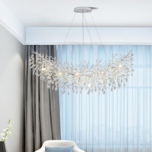 Modern Crystal Tree Branches Chandelier (Silver / Arc 40")