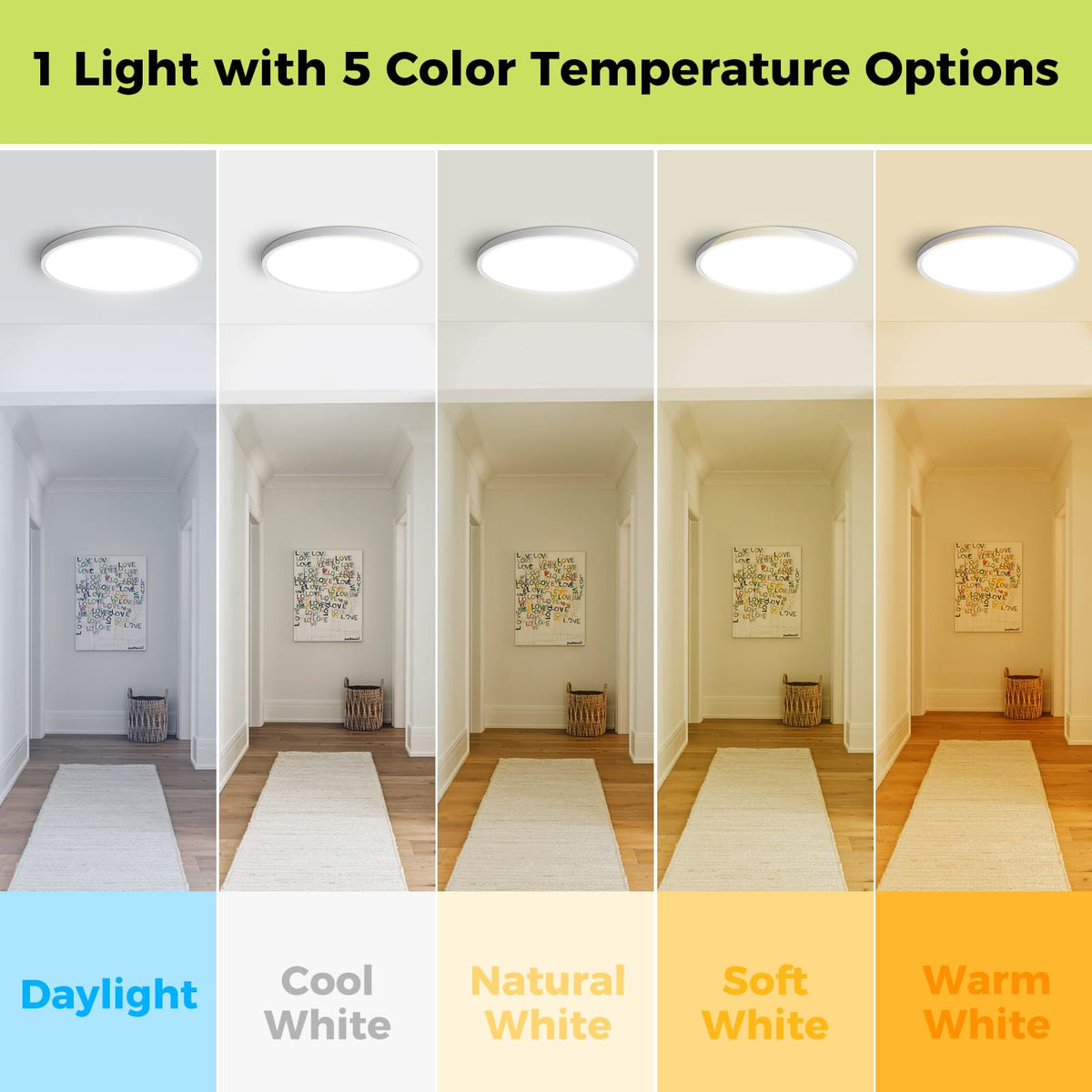 1Pack LED Flush Mount Ceiling Light Fixture (White / 15Inch-1pack)