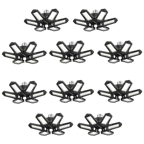 Led Garage Lights Bulb 10 Pack 140W Super Bright Ceiling Led Shop Lights 6 Deformable Panels Screw in E26 (10 PACK Garage Lights)
