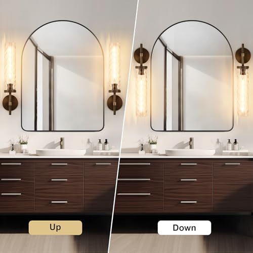 19.5" Knurled‑Craft Hardwired Bronze Wall Sconce (Bronze-Water Ripples / 19.5″-2 Pack)