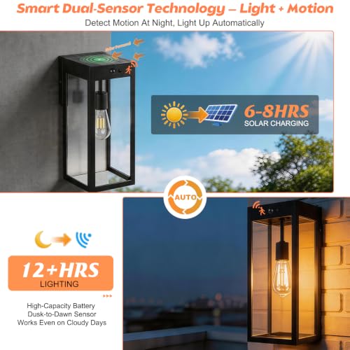 Solar Wall Sconce with Motion Sensor (12in)