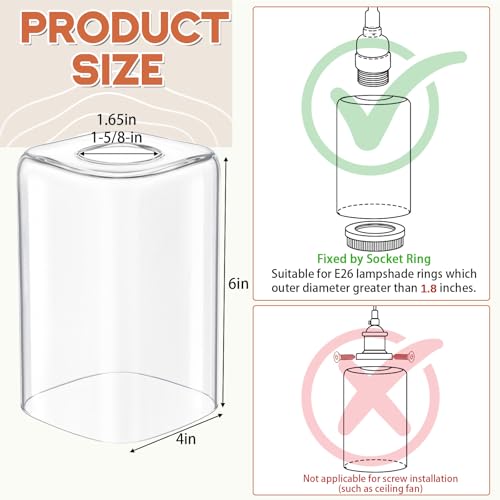 3 Pcs Square Vanity Clear Glass Shade Replacements for Pendant (Clear / Clear)