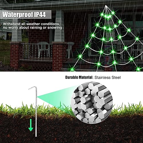 Outdoor Solar Powered Halloween Decorations Spider Web Lights (Green)