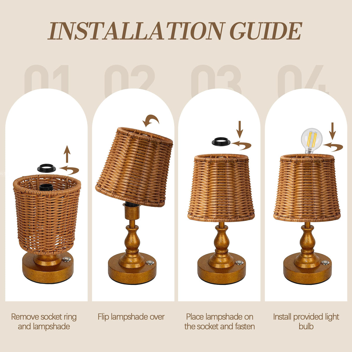Mini Cordless LED Table Lamp (Antique Gold)