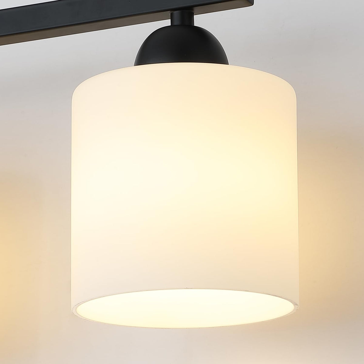 Milk Glass Vanity Lights for Bathroom (Matte Black / 4 Light)