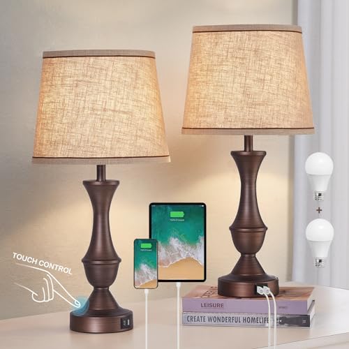 Touch Table Lamps Set of 2 (Brown / 22in)