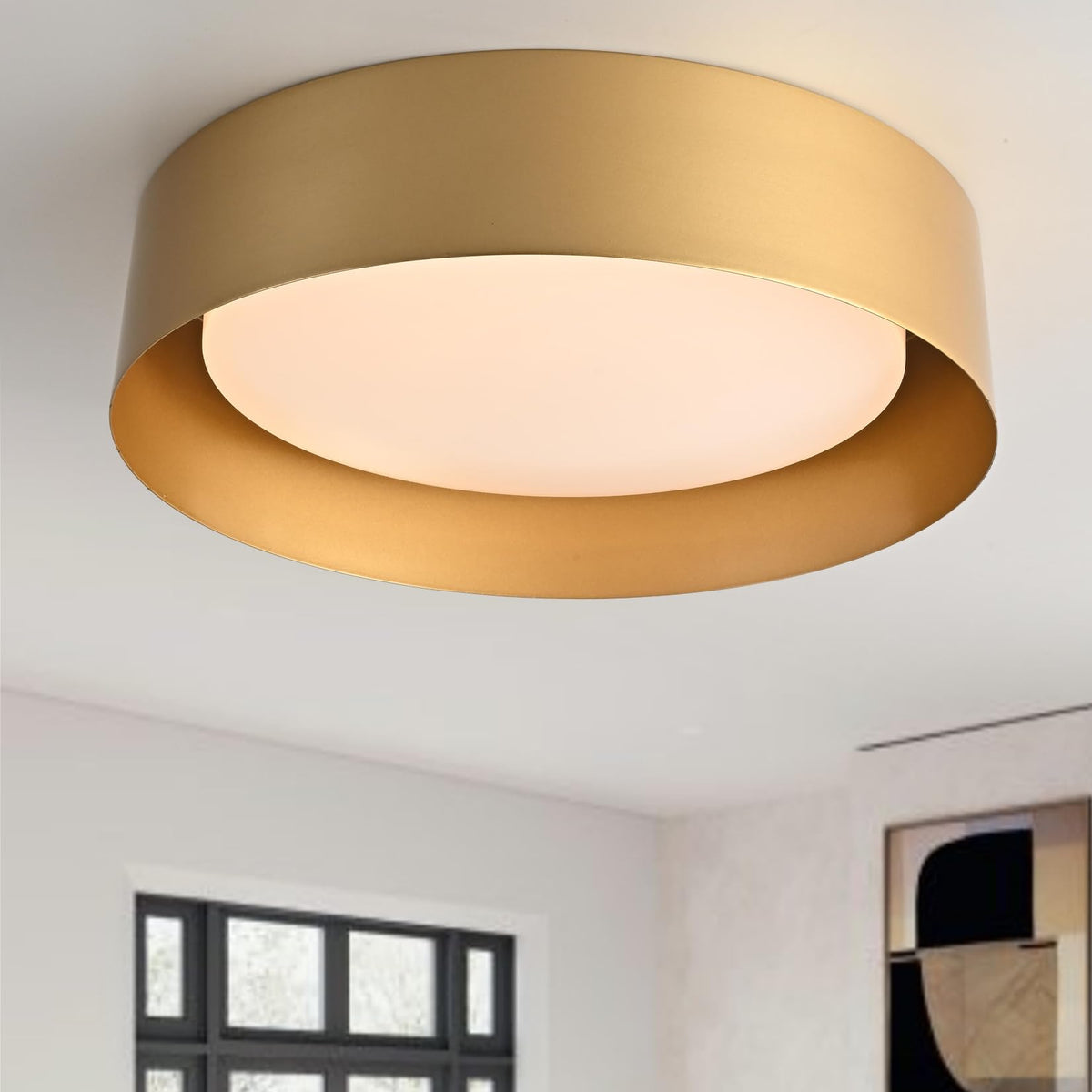 Gold Flush Mount Ceiling Light (Polished Gold / 12.5 Inch-1 Pack)