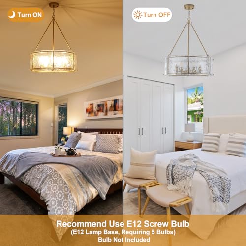 20" Glass Glod Chandeliers Modern Chandeliers for Dining Room (Gold)