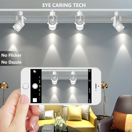 Track Lighting with GU10 3CCT Dimmable Replaceable Bulbs White 8 Heads (White)