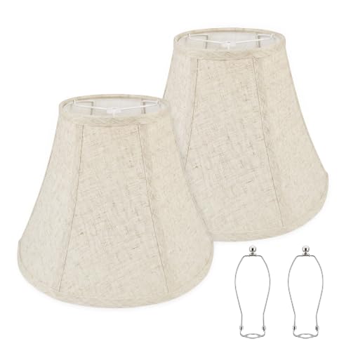Beige Natural Linen Bell Lamp Shades Set of 2 (Beige / Medium - 6.5×13×10 in)