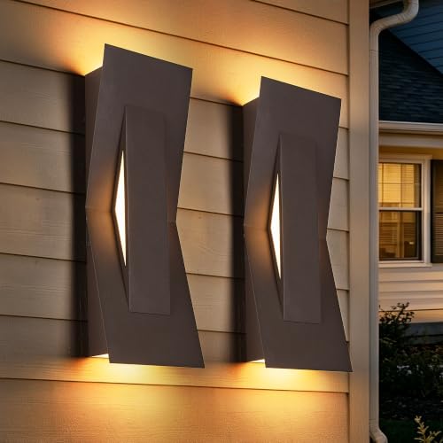 Outdoor Wall Lights Set of Two (2 Pack Textured Bronze)