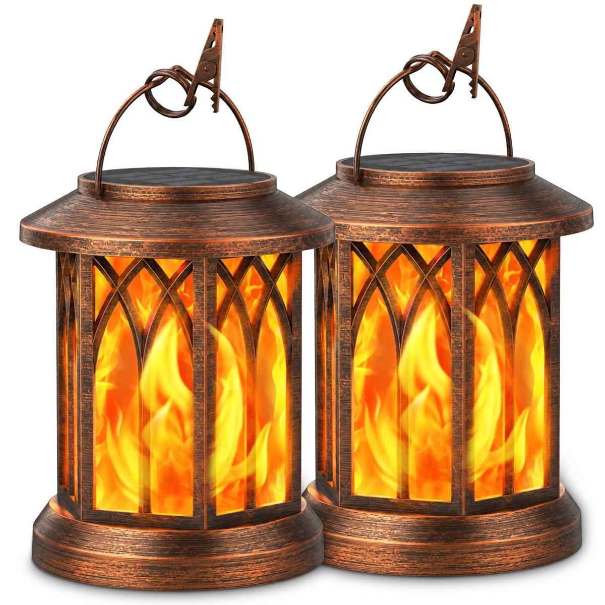 Hanging Solar Lights Lantern Outdoor (Copper / 2 Pack)