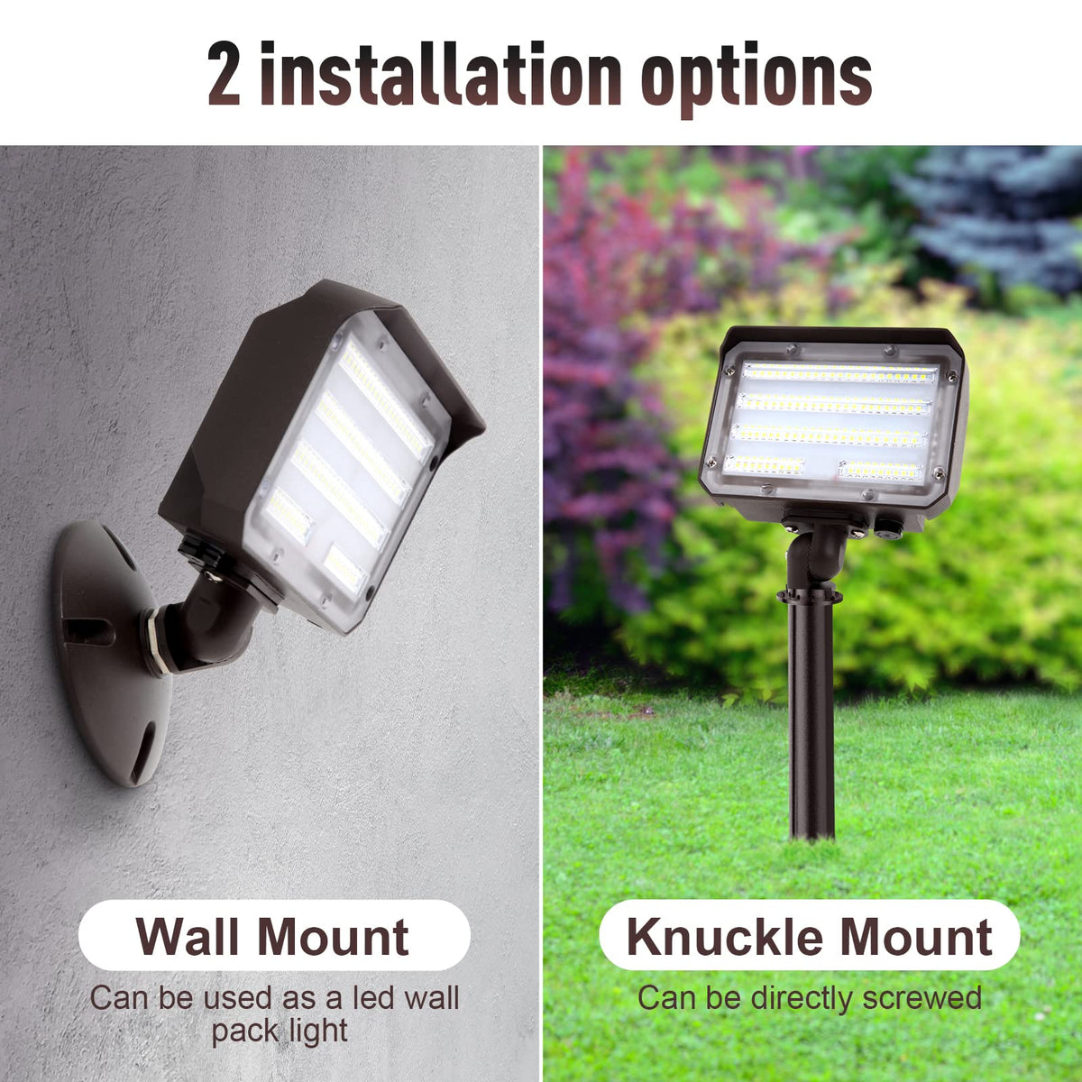 60W LED Flood Light Dusk to Dawn Knuckle floodlight 5000K 7800Lm ETL Listed