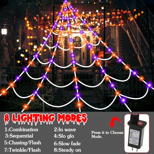 Halloween Decorations Outdoor Spider Web (Purple & Orange)