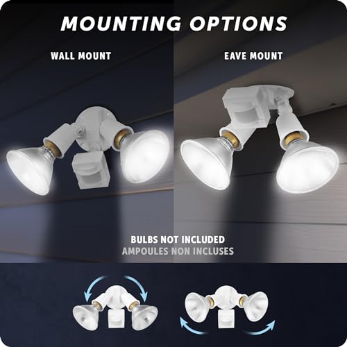 17000270 110 Degree 240 W Twin Head Gray Hardwired Motion Sensor Security Flood Light