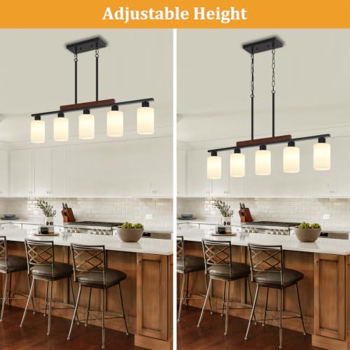 Farmhouse Kitchen Island Lighting (5-Light White Glass)