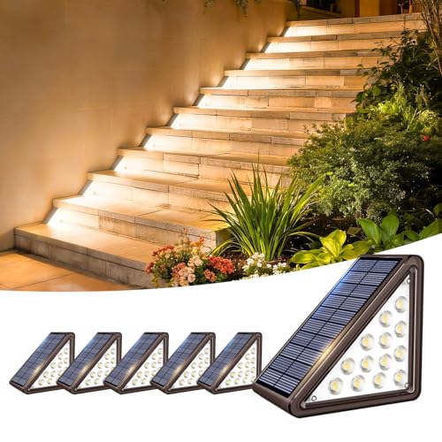 6 Pack Solar Step Lights Outdoor Waterproof (Brown)