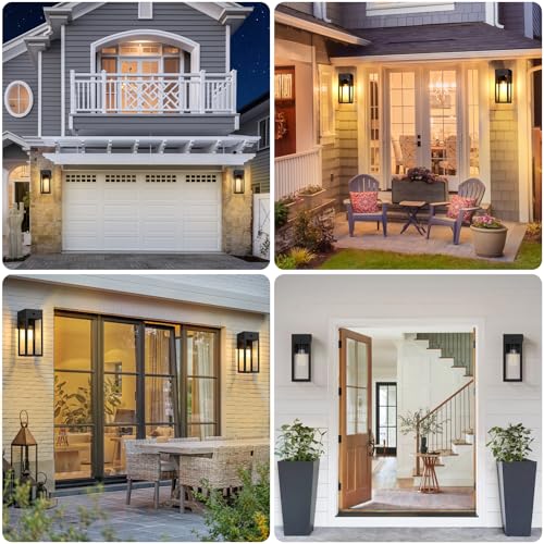 Porch Lights with GFCI Outlet (Black / 11.88" (2-Pack))