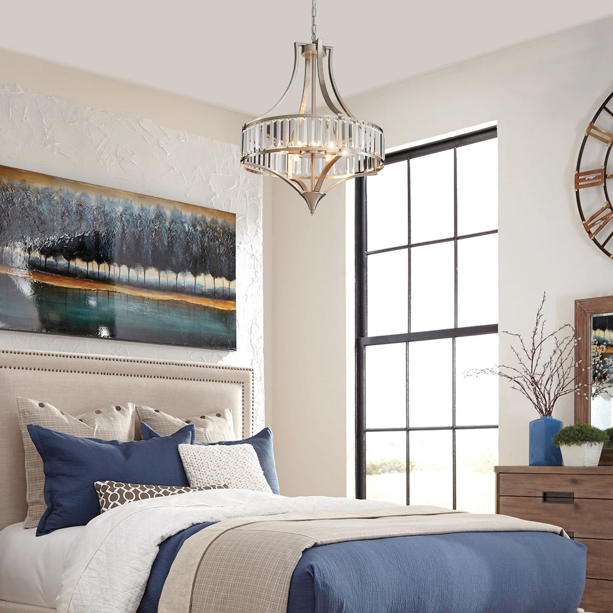 21.6" Brushed Nickel Chandeliers for Dining Room (21.6”-Brushed Nickel)