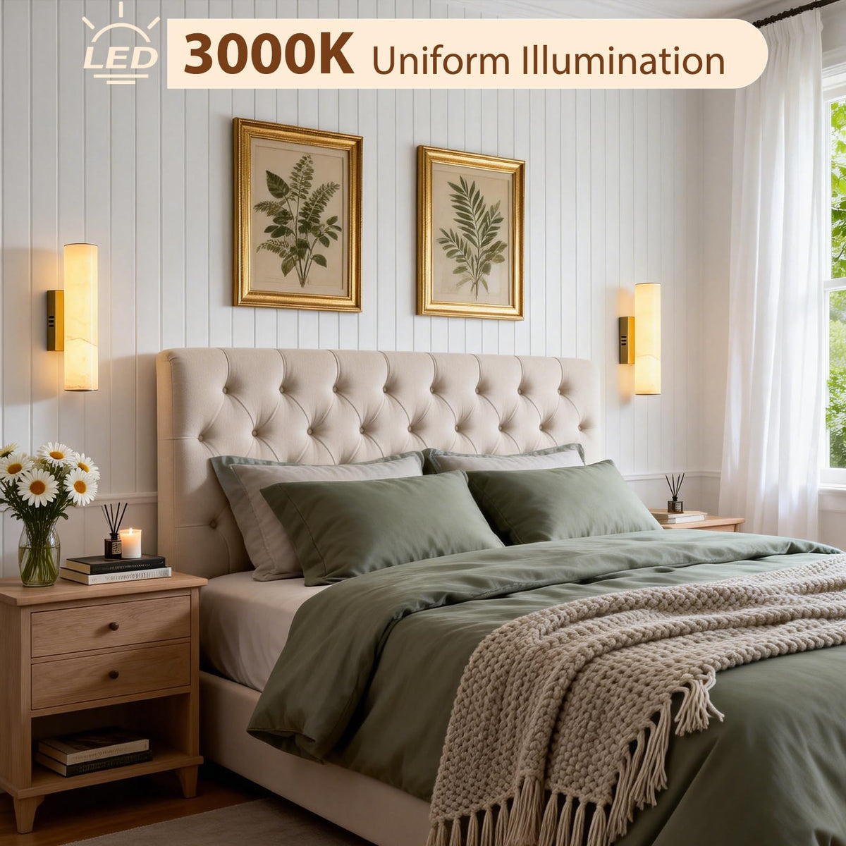14.2in Alabaster Wall Sconces (Gold-14.2in-1 Pack)