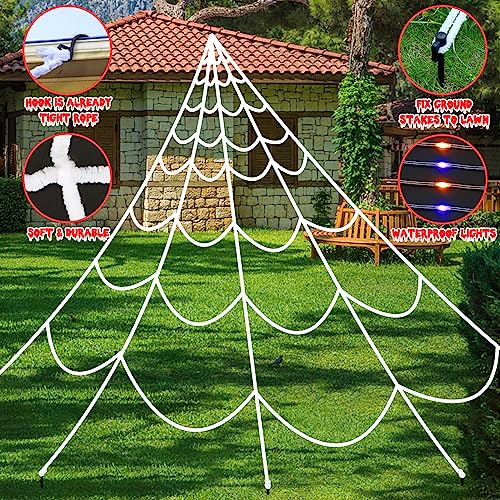 Halloween Decorations Outdoor Spider Web (Purple & Orange)
