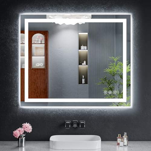 36"x30" LED Bathroom Mirror with Lights (Frontlit & Backlit / 36"L x 30"W)