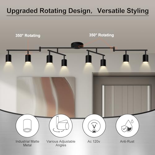 8 Light Track Lighting Fixtures Ceiling (8 light-black)